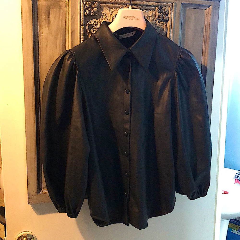 Zara Faux Puff Sleeve Leather Top